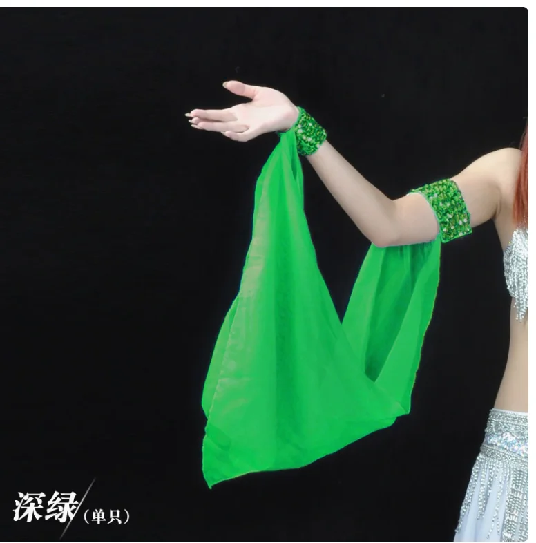 1 pçs/lote acessórios traje de dança do ventre mangas braço pulso ajustável chiffon manga lantejoulas braçadeiras cor doce