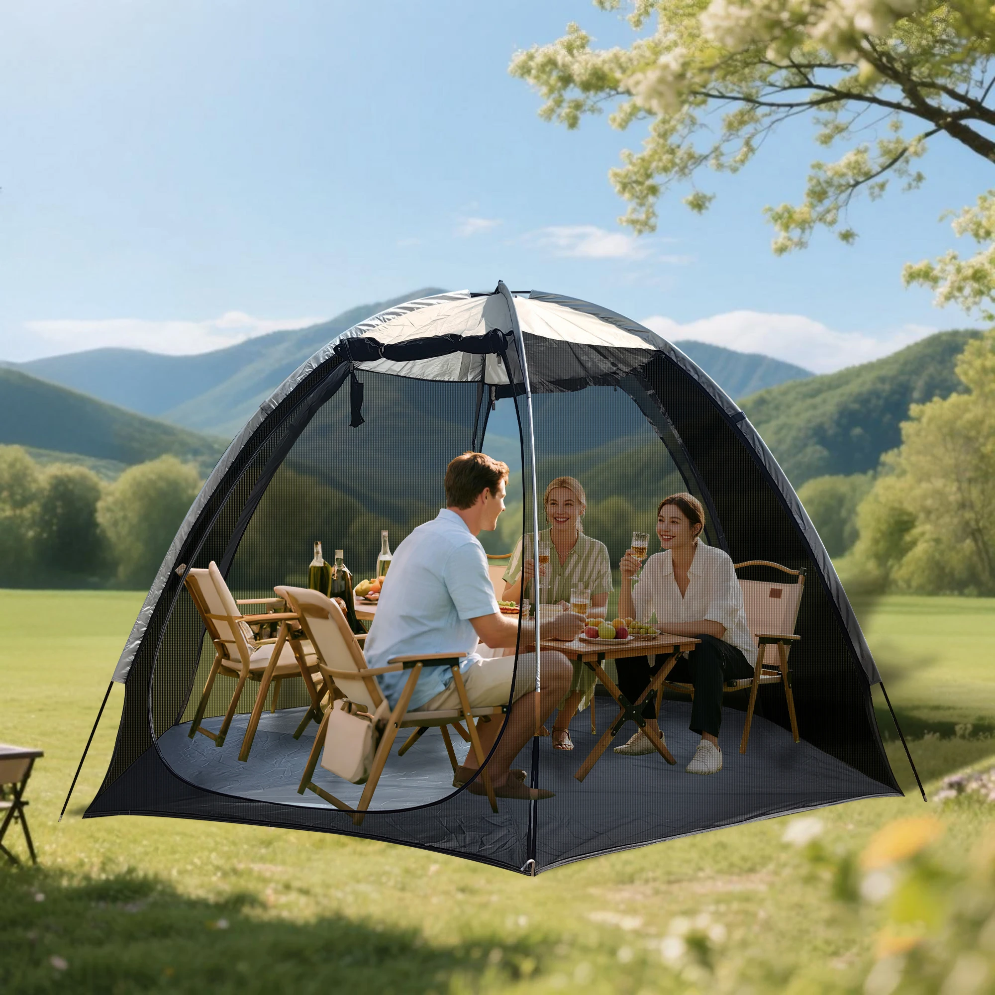 

Portable Screen House Tent with Mosquito Net 6-8 Person Camping Backyard Patio & Protection Outdoor Shelter Suitable for family