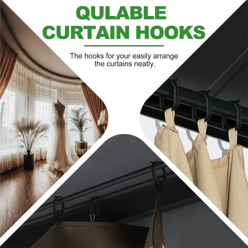 TFORU-Plastic For Outdoor Use Gazebo Curtain Hooks 100-Pack Shower Curtain Rings Curtain Hanging Ring Press Lock