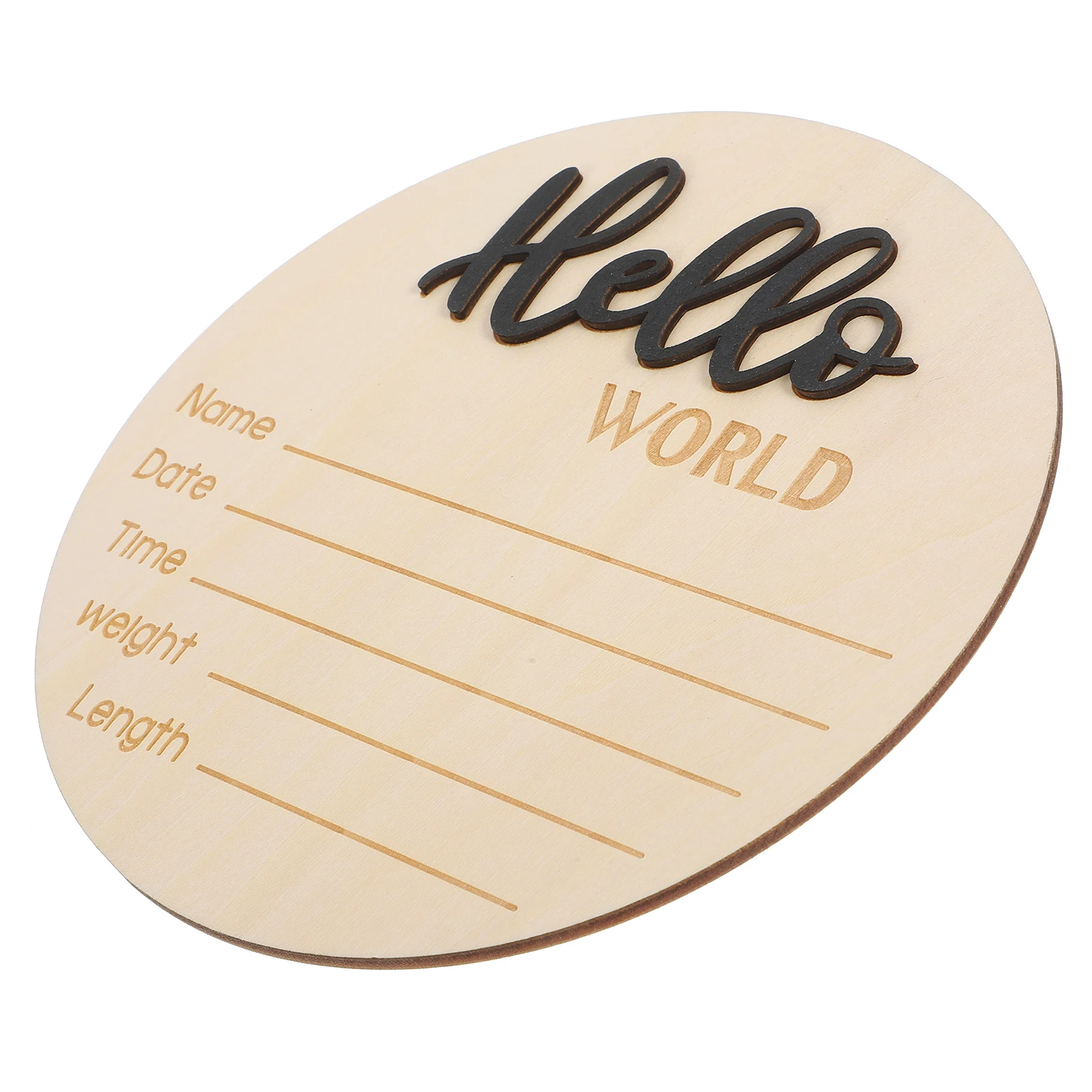 

Wooden Birth Announcement Sign Round Neutral Nurse Decoration for Baby Hospital Prop Footprint Keepsake