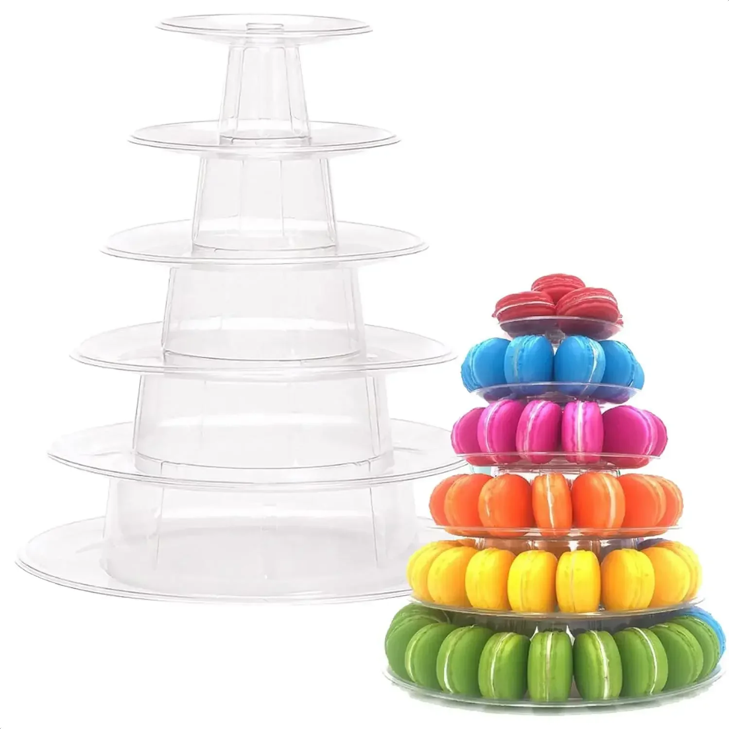 4/6/10-Tiers Macaron Display Stand Cupcake Tower Rack Cake Stands PVC Tray For Wedding Birthday Cake Decorating Tools Bakeware