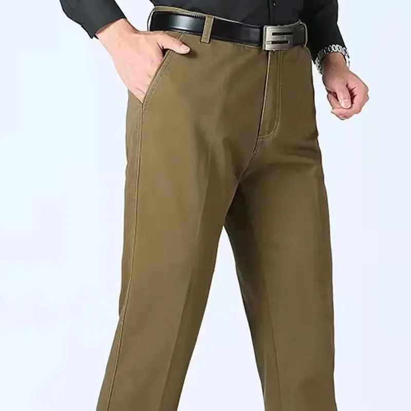 

Men's Summer Thin Business Pants Autumn Classic Casual 100% Cotton Fashion Stretch Solid Comfortable Elastic Straigh Trousers