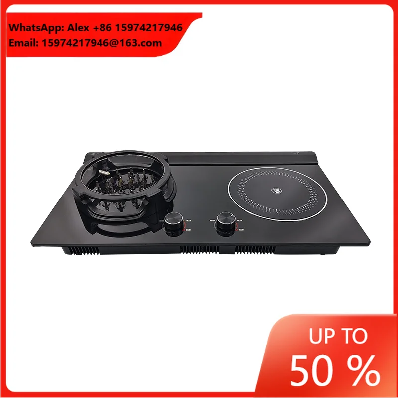 Dual Cooker Electric Flame Infrared Cooktop With Stainless Steel Surface Built-In/Table/Portable Installation For Outdoor Use