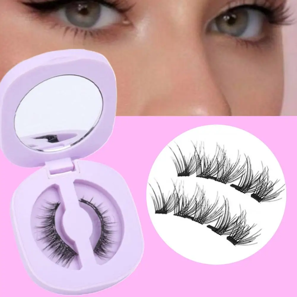 1pair Magnetic False Eyelashes With Tweezers 3D Natural Effect Magnetic Eyelashes Eyelash Tweezers Cosmetics Natural Mink Fake