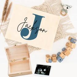 Personalised Letter with Name Baby Memory Box Keepsake Tooth Umbilical Curl Hair Wooded Collect Case Infant Birthday Shower Gift