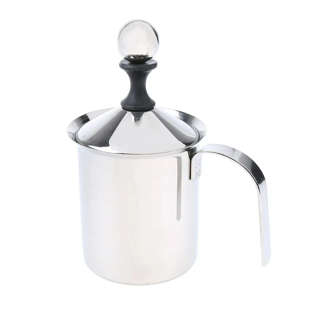 Hand Pump Milk Foamer Manual Milk Bubble Pot Stainless Steel Mesh Maker for Cappuccino Coffee Latte Kitchen Use