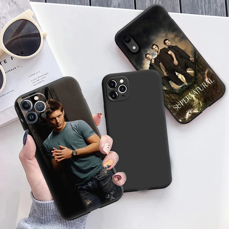 Silicone Black Phone Cases for iphone 16 Pro Max 7 8 14 15 Plus SE XR 11 12 13 Mini 15Pro Sam Supernatural Soft Cover image 4