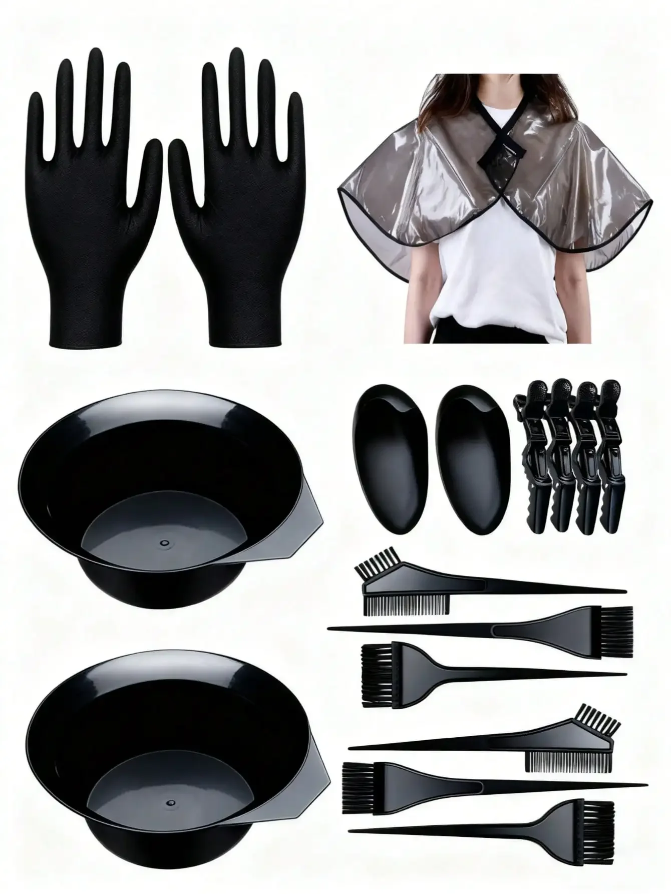 17pcs Professional Hair Dye Kit, Salon-Grade Dyeing Experience, Includes Dye Bowl & Black Brush Set, Hairstyling Tools