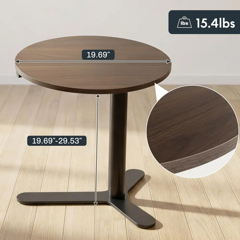 

Регулируемый прикроватный столик и столик-тумба для кровати и дивана, с газлифтом для регулировки высоты, компактным основанием, многофункциональный для ноутбука, закусок и работы