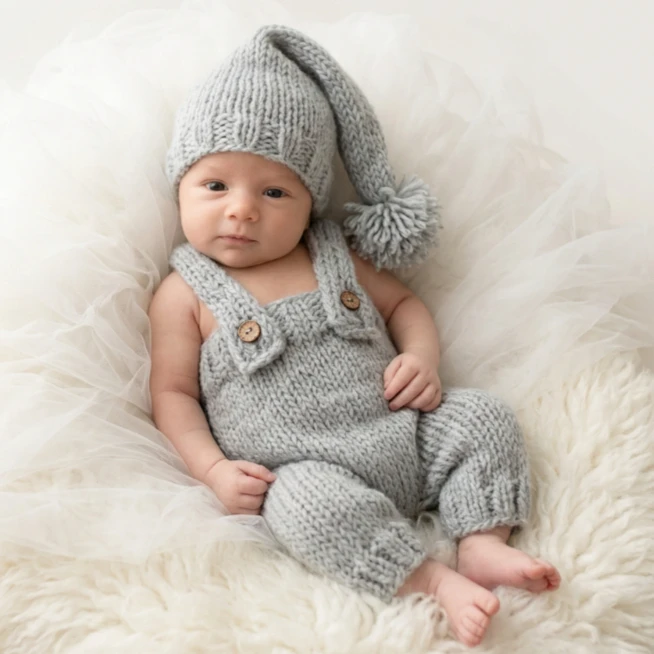 

Реквизит для фотосъемки новорожденных, вязаный комбинезон для малышей, комплект с шапкой, 0-3 месяца, наряд ручной работы, аксессуары для студии, милый костюм для фотосессии младенцев
