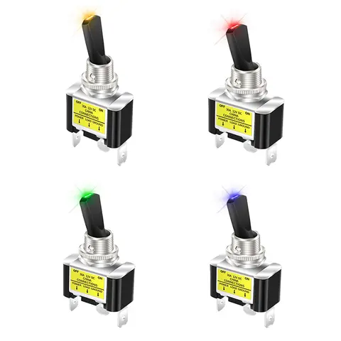 1개 30A 12V LED 토글 스위치 라이트 토글 로커 스위치 SPST 온오프 2단계 3핀 자동차 항공기용