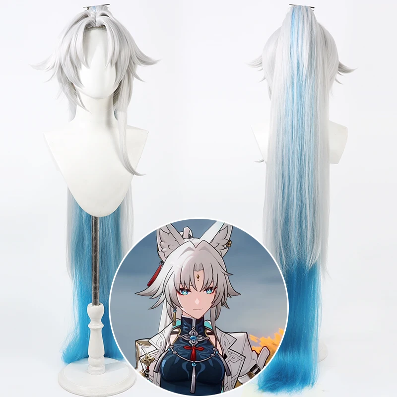 

Honkai Star Rail Game Feixiao Cosplay Wig Silver white Mixed Color Heat Resistant Synthetic Hair Christmas Anime Women Men Wigs