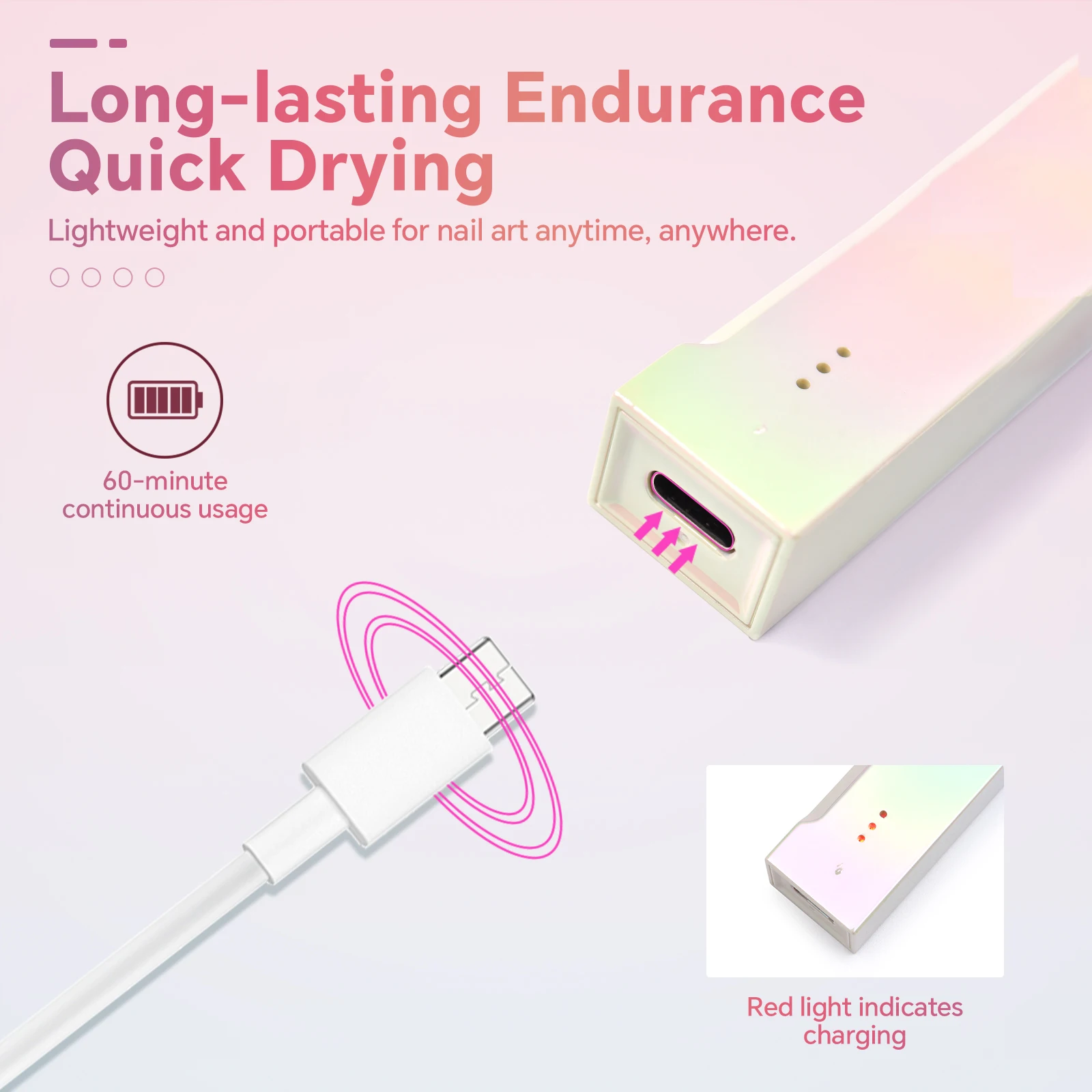 มินิมือถือโคมไฟเล็บ UV 6W สีรุ้งยาวนาน Quick เครื่องเป่าแบบพกพาเจลเล็บเครื่องมือแต่งเล็บมืออาชีพ