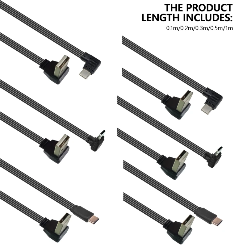 Cable alimentación 10-100 USB a Tipo C 10W Soporte cable carga rápida 480Mbps K1KF