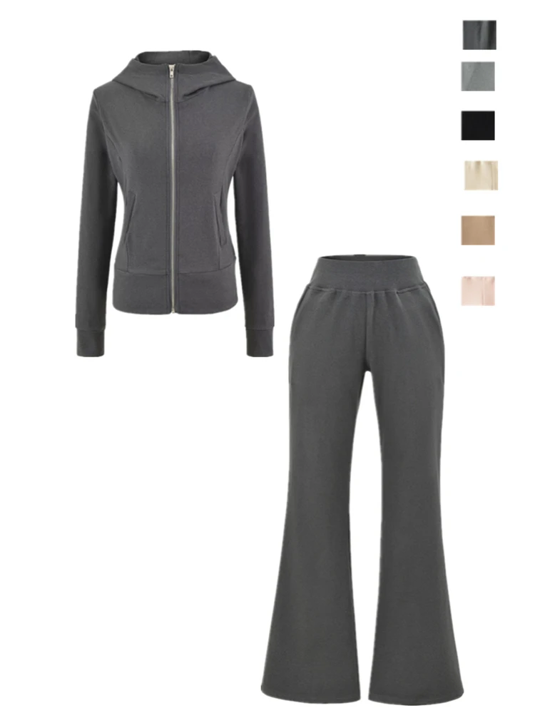 

Salt Series Casual Sportswear Set Slim Fit Waistcoat Hoodie Jaet Elastic Waist Skirt Long Pants High Waist Sport Sle