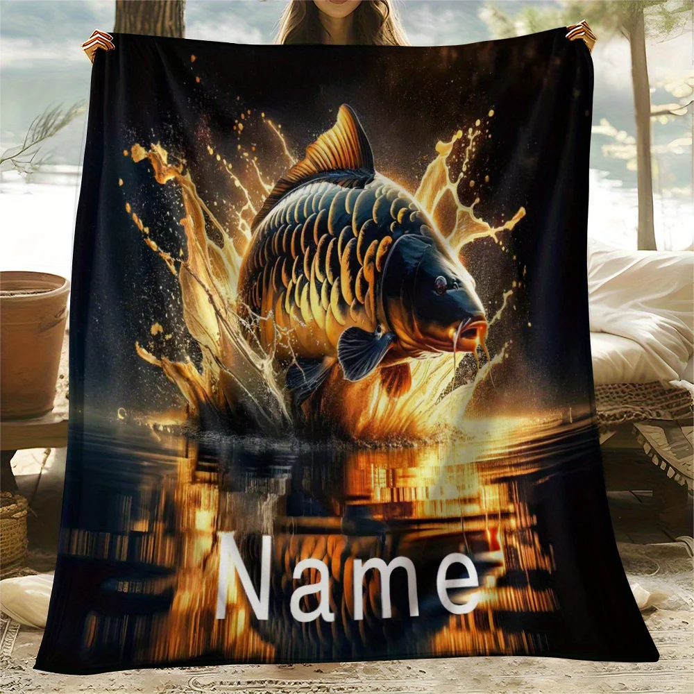 Premium Koi Fish Blanket Throw Fleece Sofa Couch Decor Ocean Aquatic Art Print Cozy Winter Bedwarming Gift for Home Living Room