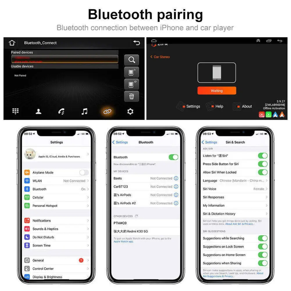 Car-play wireless da 9 pollici Android-auto compatibile per radio unità principale Scion XB 2008-2015