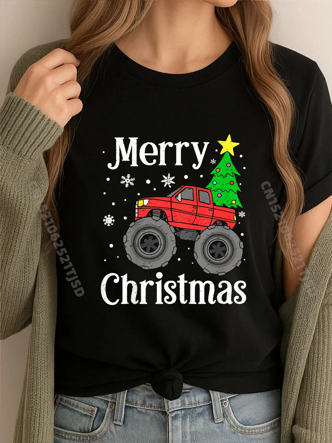 

Детский монстр-трак, веселая рождественская елка, снежинки, забавные рубашки для малышей, женская одежда, уличная одежда