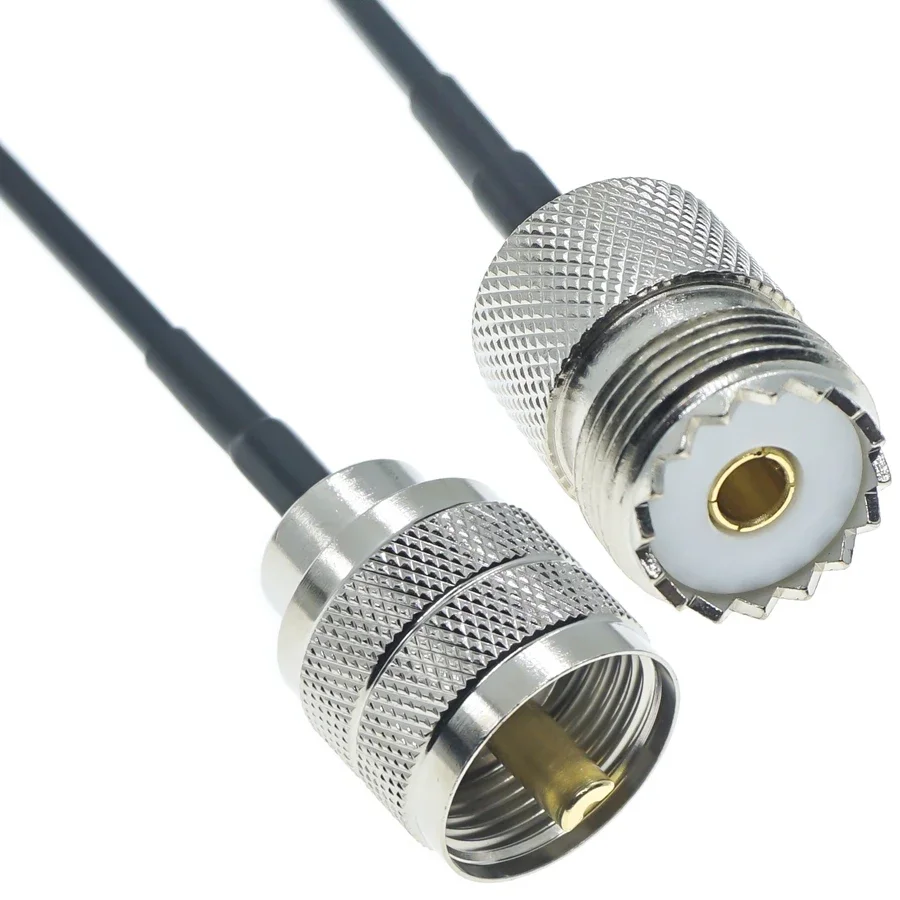 RG174 Cable UHF Male to UHF PL259 SO239 Male Female Plug Jack Right Angle Crimp Coaxial Connector RF antenna extension wire Coax