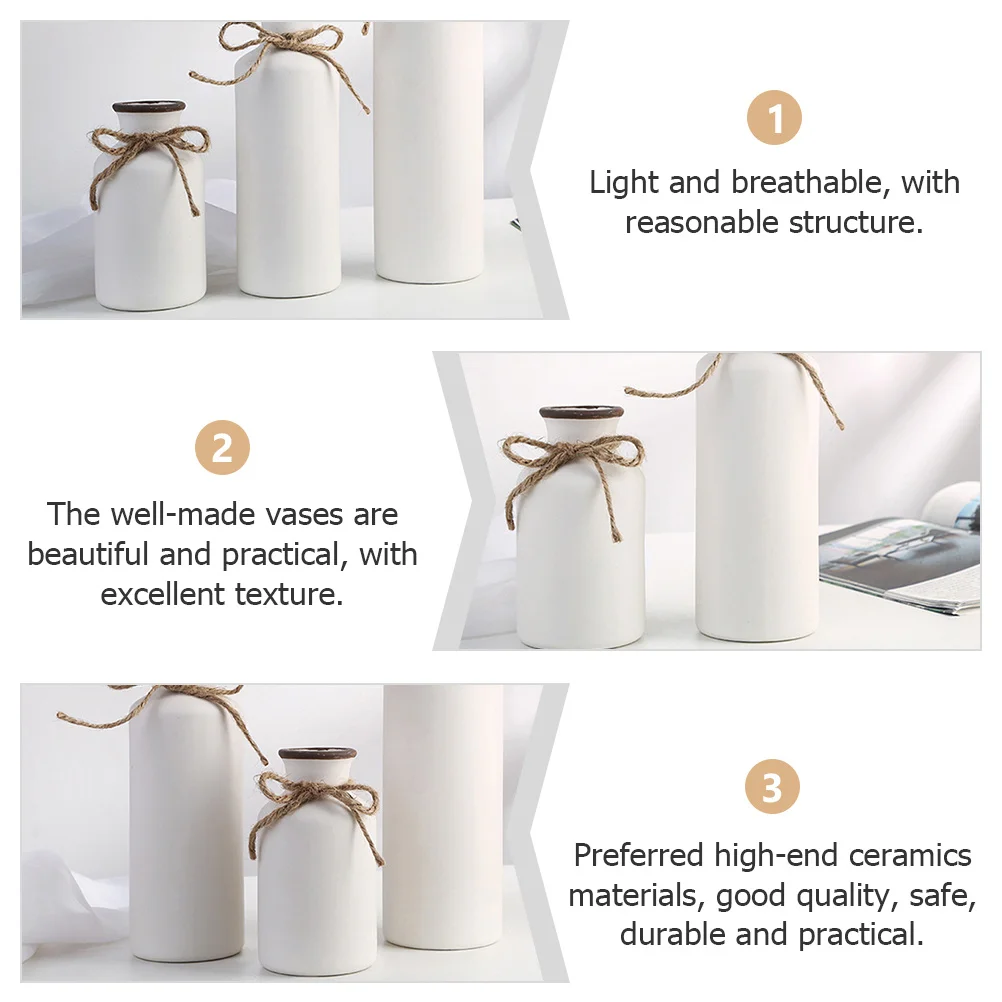 

1Pcs Porcelain Vase Ceramic White Simple Stylish Flower Vase Home Office Desktop Ornament Decorative Flower Pot