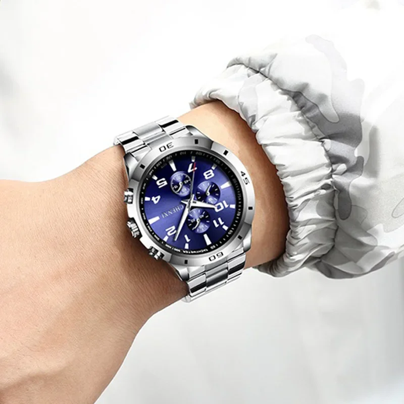 Fashion Men Watches Unique Stylish Male Casual Dress Sport Wristwatch Waterproof Big Dial Silver Men\'s Clock Best Gift