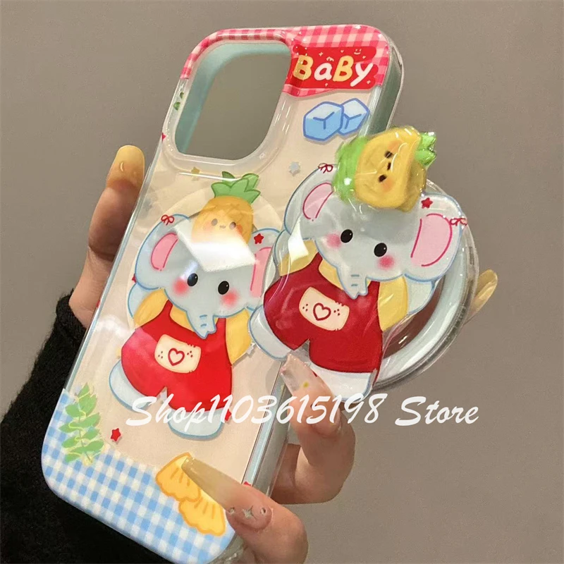 한국어 귀여운 회전 코끼리 마그네틱 홀더 전화 Griptok Grip Tok 전화 스탠드 지원 iPhone Magsafe 액세서리 Smart Tok