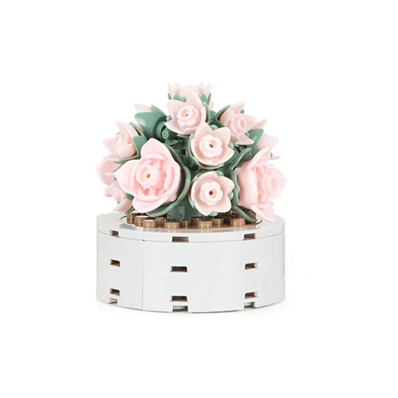 Succulent Plants Pot Bouquet Decoration Small Particle Assembly Toy Puzzle Girls Birthday Gifts