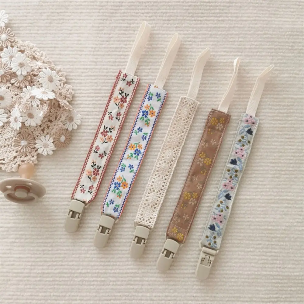 

Ethnic Style Baby Cloth Pacifier Chain Adjustable Floral Soother Holder Dummy Clips Teether Toys Straps Nipple Holder Clips