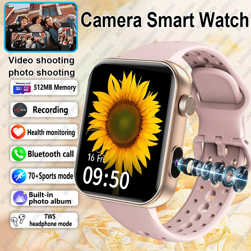 Jam Tangan Pintar Kamera Baru Wanita Foto Rekam Video Album Foto Perekaman HD Panggilan BT Olahraga Sehat Tahan Air Pria Untuk Android iOS