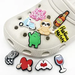 1Pcs New Hand Heart PVC Shoe Charms Motorcycle Red Wine Cup Designer Clogs Pins Accessories Decorations