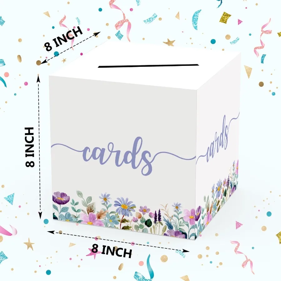 صندوق بطاقات مزين بالزهور هدية أو حامل صندوق المال لوازم الحفلات صندوق استقبال بطاقات الزهور البرية لعيد الميلاد والزفاف والخطوبة Br