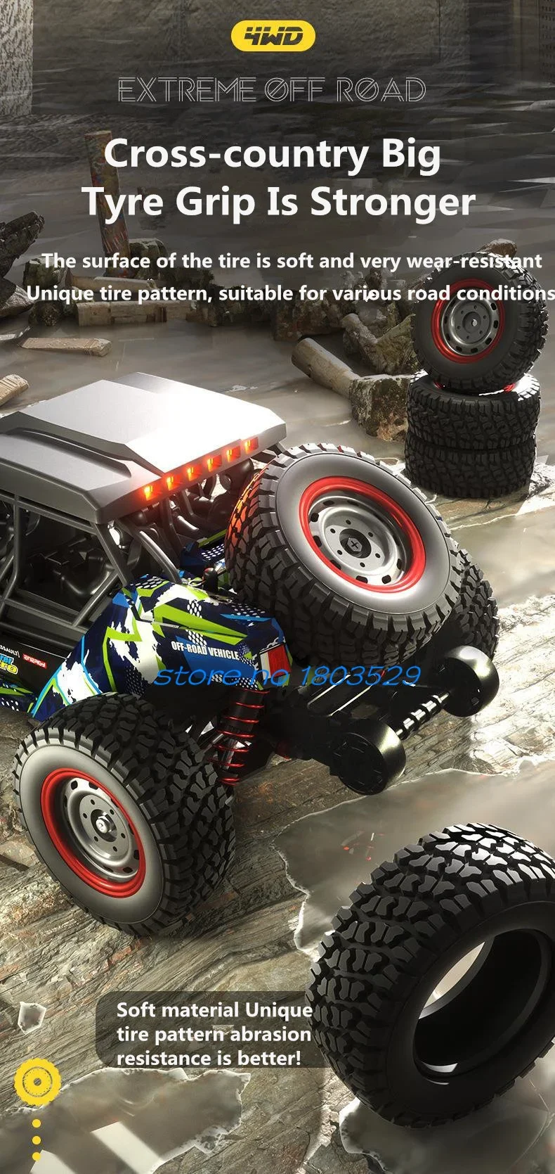 80KM All Terrain Off Road Hight Speed RC Car 1:16 4WD Brushless Motor Metal Drive Hight Bright Headlights Remote Control Car
