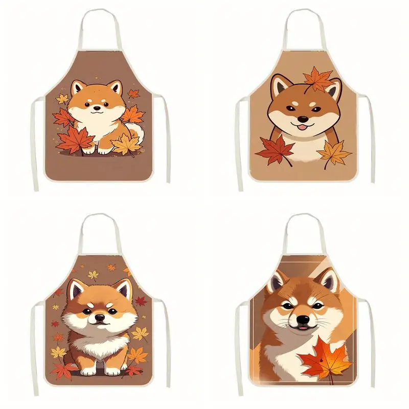 

Cute Shiba Inu Prints Linen apron, suitable for kitchen cooking, parent-child interaction, painting and other scenarios
