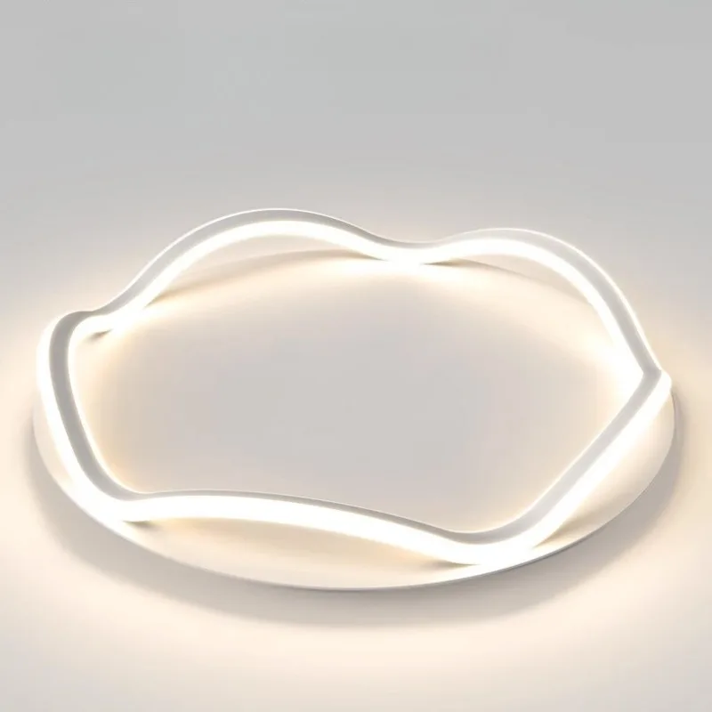 مصباح سقف LED مستدير إبداعي حديث، أبيض مع تعتيم بثلاثة ألوان، تصميم موجة بسيط للمطبخ وغرفة النوم وغرفة الطعام