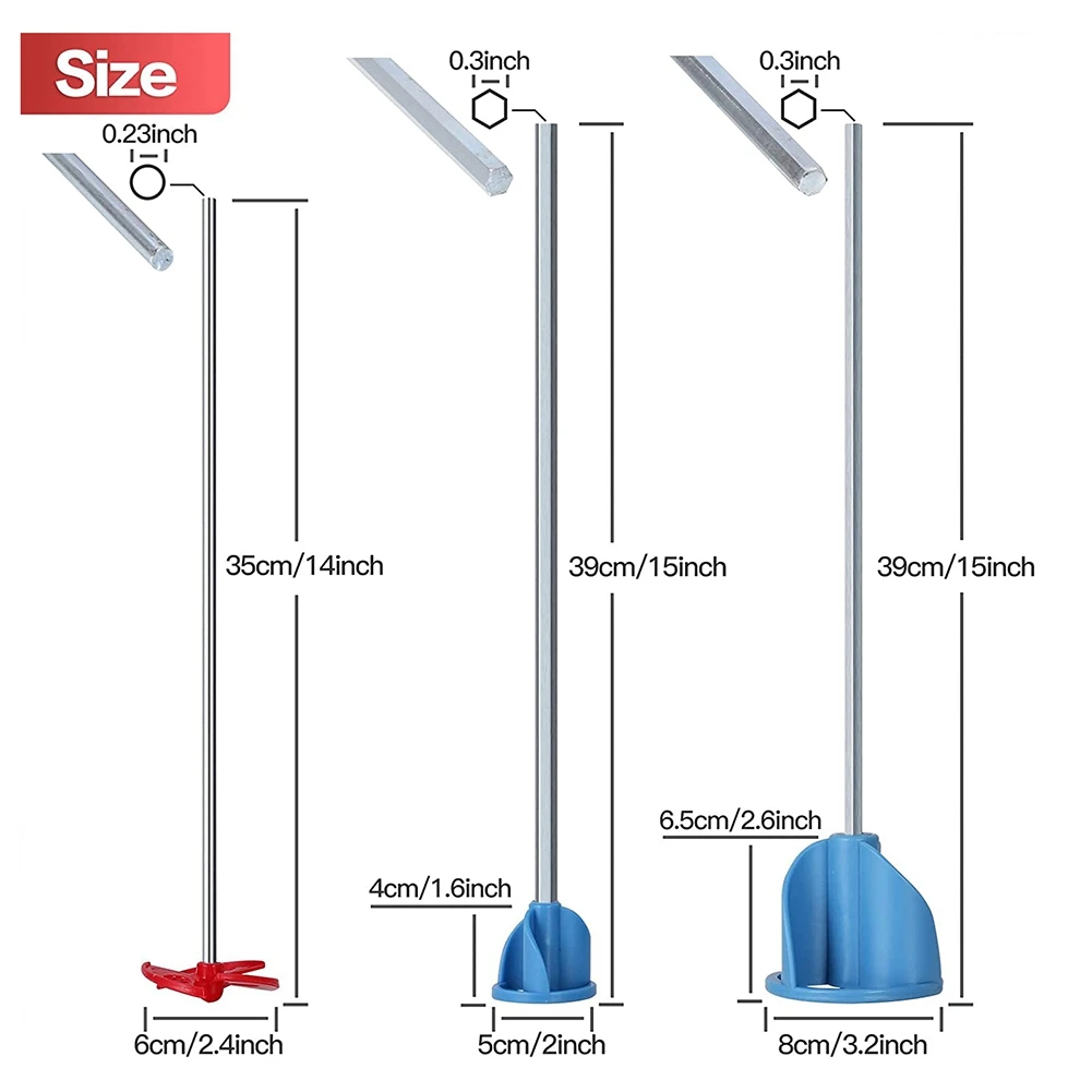 Pack of 3 Paint, Epoxy Resin, Mud&Ceramic Glaze Mixer Paddle Blades-Power Drill Stirring Attachment-Mixer Mixing Paddles HOT
