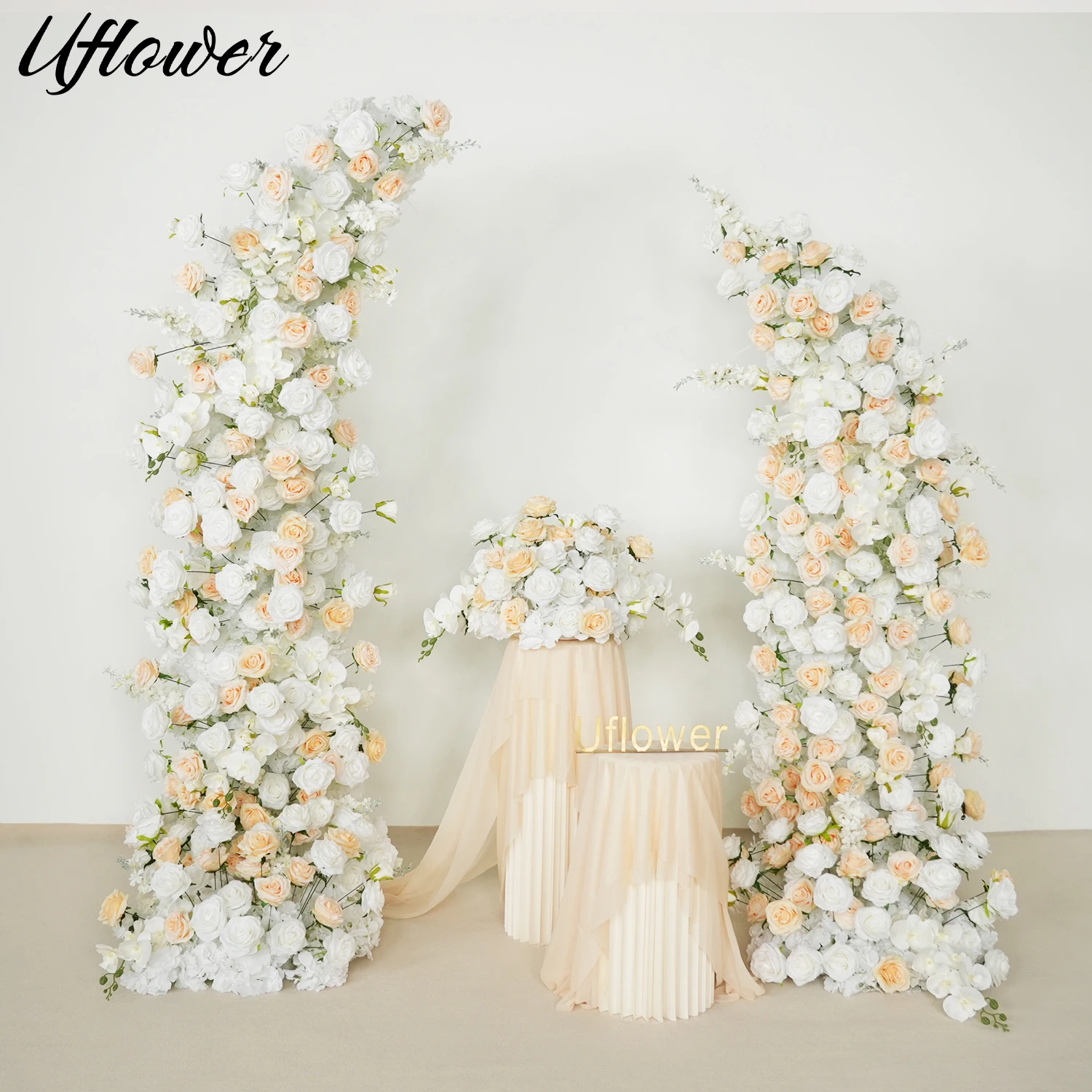 uflower-bianco-rosa-orchidea-jacinto-disposizione-floreale-decor-arco-di-corno-sfondo-di-nozze-pavimento-fila-di-fiori-evento-festa-puntelli-di-scena