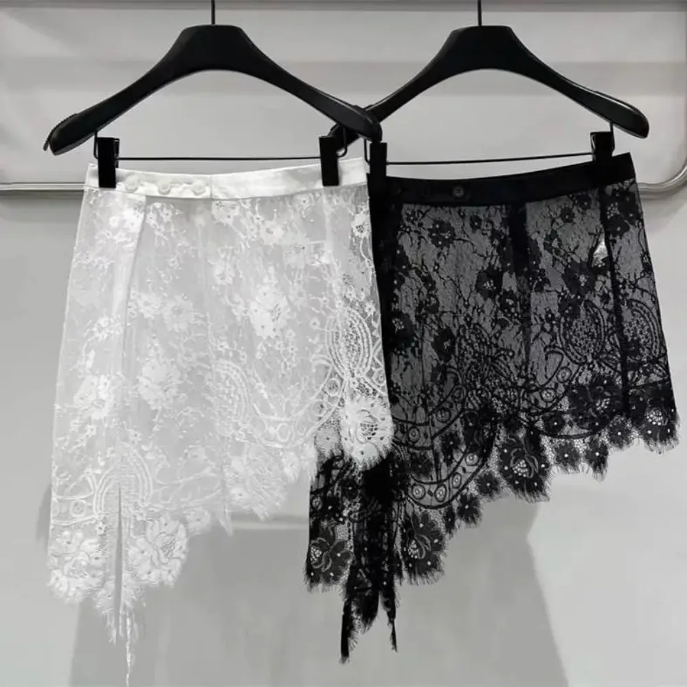 

New Design Ruffle Lace Patch Skirt for Women; High Waist Slimming and Versatile Lace