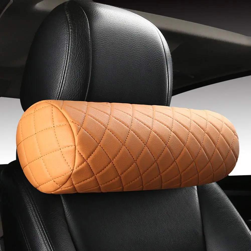 Almohada Cervical de lujo para asiento de coche, reposacabezas de cuero con memoria, reposacabezas de oficina transpirable, Protector de espuma