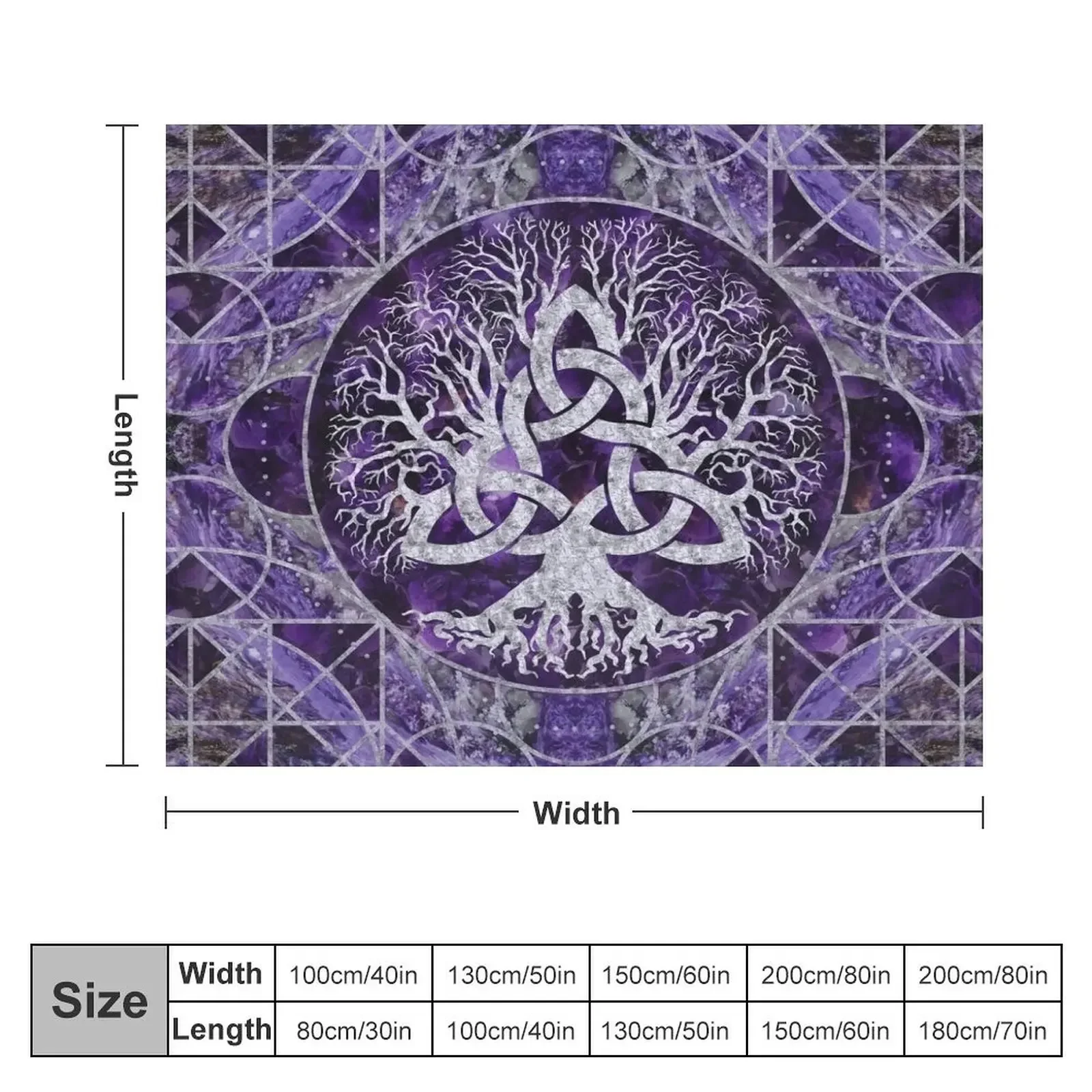 Tree of life with Triquetra Amethyst and silver Throw Blanket Cute Plaid Luxury St Single Luxury Brand Blankets