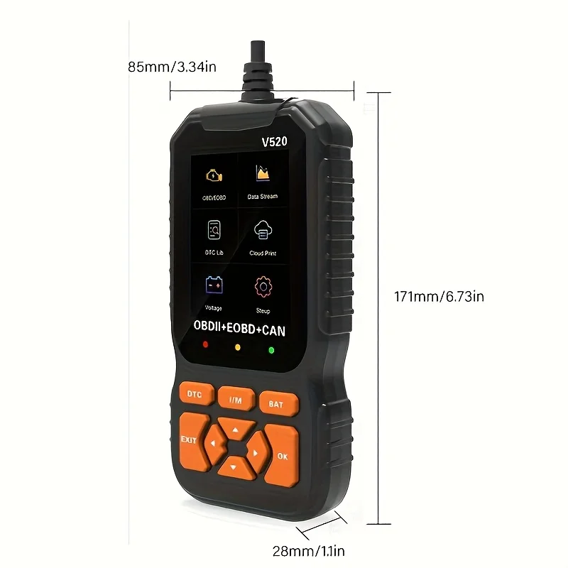 V520 Professional Advanced Obdii/Eobd Car Diagnostic Scan Tool, Battery Tester, I/M Readiness, Fault Code Eraser, Suitable for a