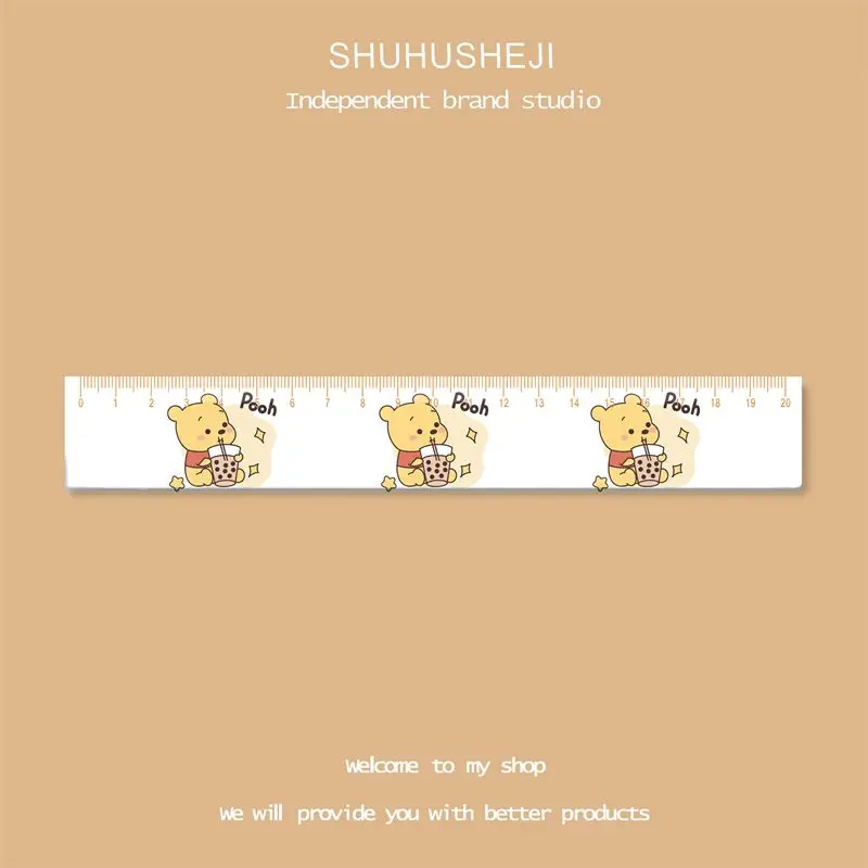 Disney Cute Winnie the Pooh New Personalized Creative Cartoon Animation Pattern Student Simple Painting Acrylic Ruler Stationery