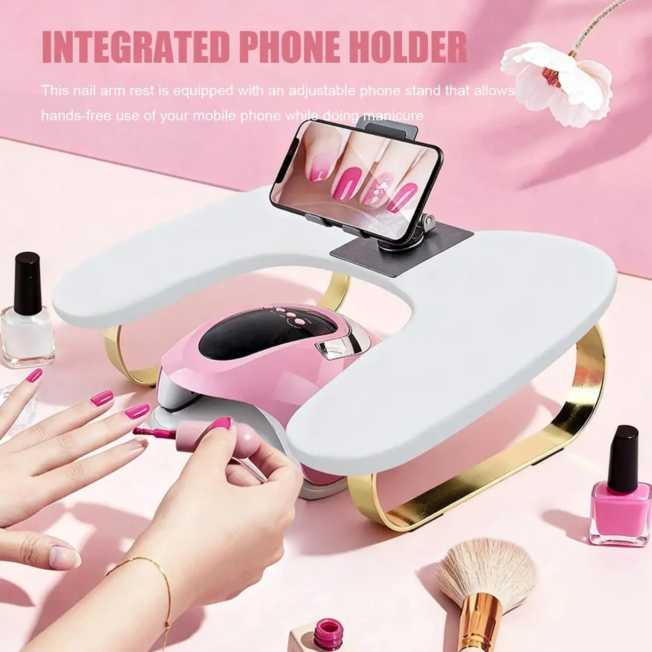 Nail art hand pillow beauty salon solid color manicure armrest pad with mobile phone holder waterproof