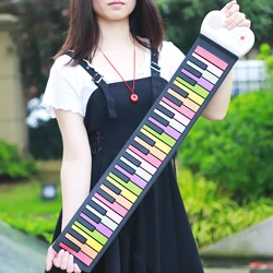 Hand Roll Piano 49-Key Silicone Portable Foldable Electronic Piano Beginner Keyboard Instruments Music Enlightenment Education