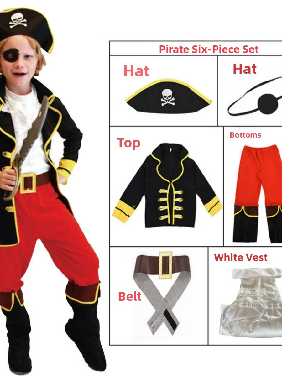 Neue Halloween Jungen Par Cosplay Piraten Rollenspiel Kostüm Performance Kleidung Kinder Piraten Outfit Jungen Dr up Clo...