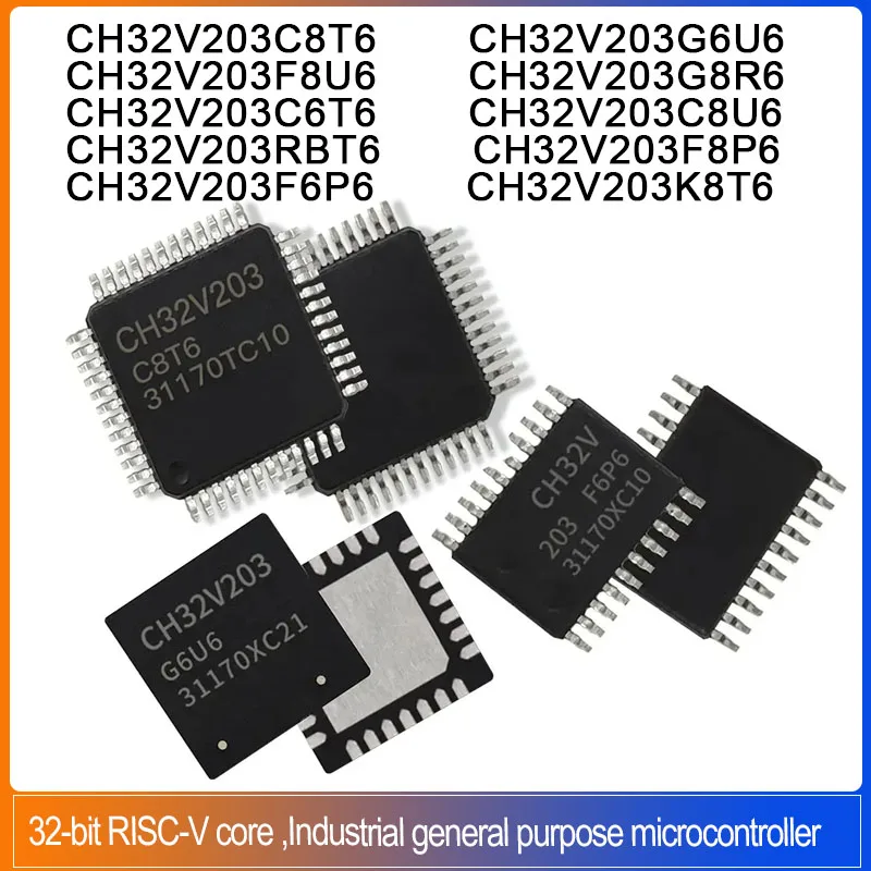 5PCS CH32V203 CH32V203C8T6 CH32V203G6U6 CH32V203F8U6 CH32V203C6T6 CH32 Industrial 32-bit RISC-V MCU Low Power Microcontroller