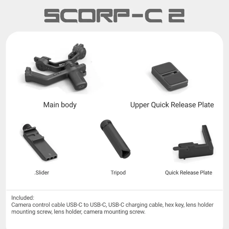 FeiyuTech SCORP C2 Camera Gimbal Stabilizer voor DSLR & spiegelloze camera's, AI-tracking, verticale & horizontale opnames, Bluetooth-bediening - afbeelding 1