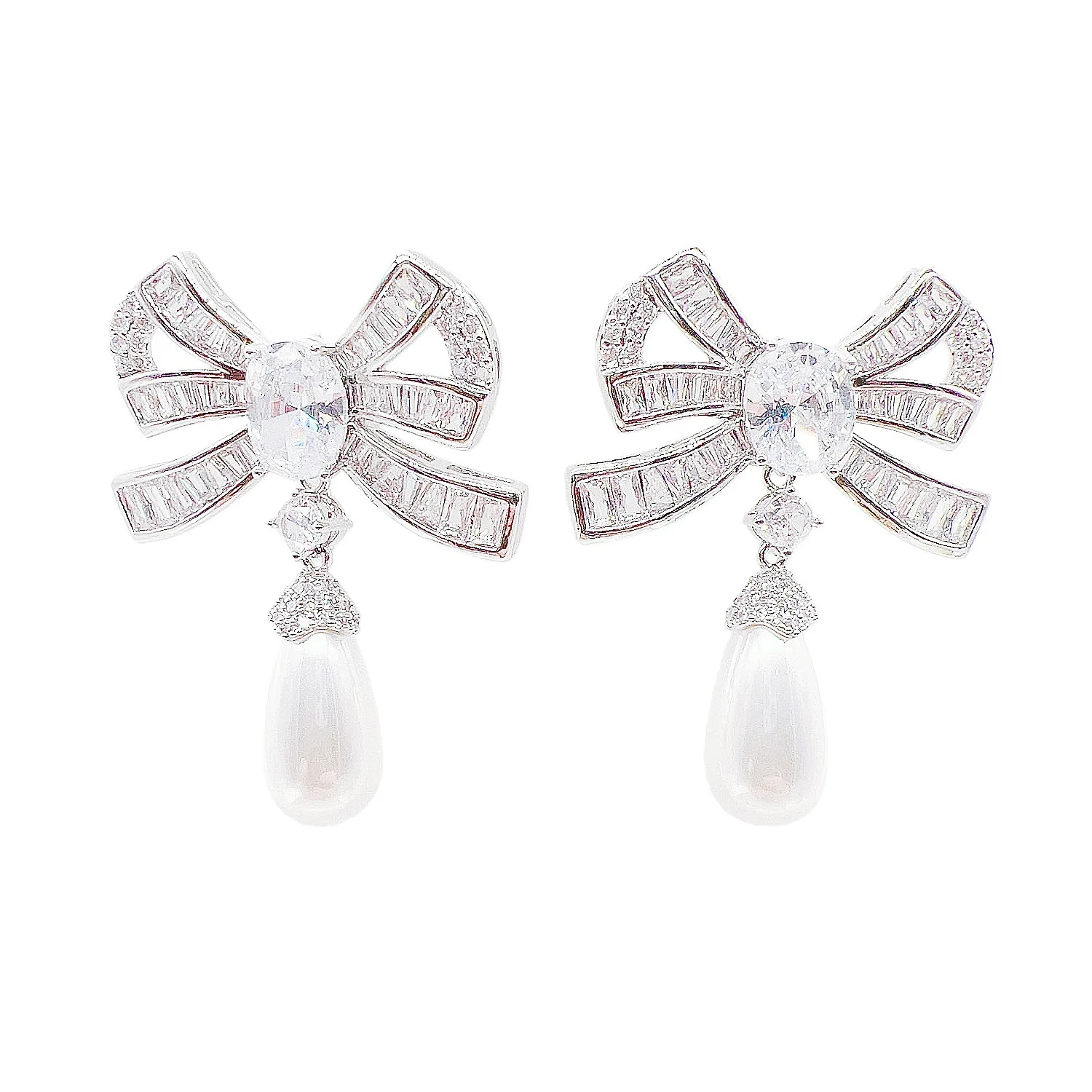 

Women's Light Luxury Butterfly Bowknot Dangle Earrings Cubic Zirconia Pearl Teardrop Elegant Exquisite Fashion Jewelry Gift