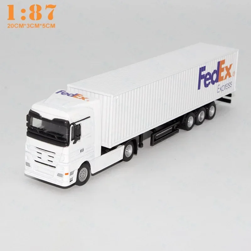 Diecast 1:87 Scale Simulation Replica FedEx Container Truck Transporter Trailer Container Truck Model Toy For Collection