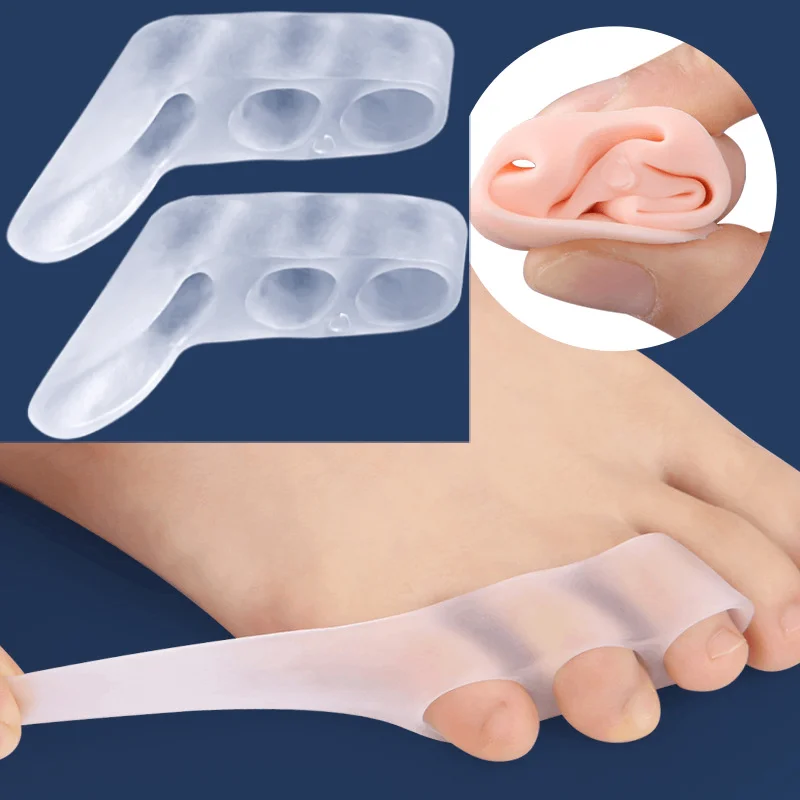 

1/2/5Pairs Three-holes Pinky Toe Separator Silicone Little Protectors Gel Spacer Bunion Corrector Pain Relief Foot Care Pedicure