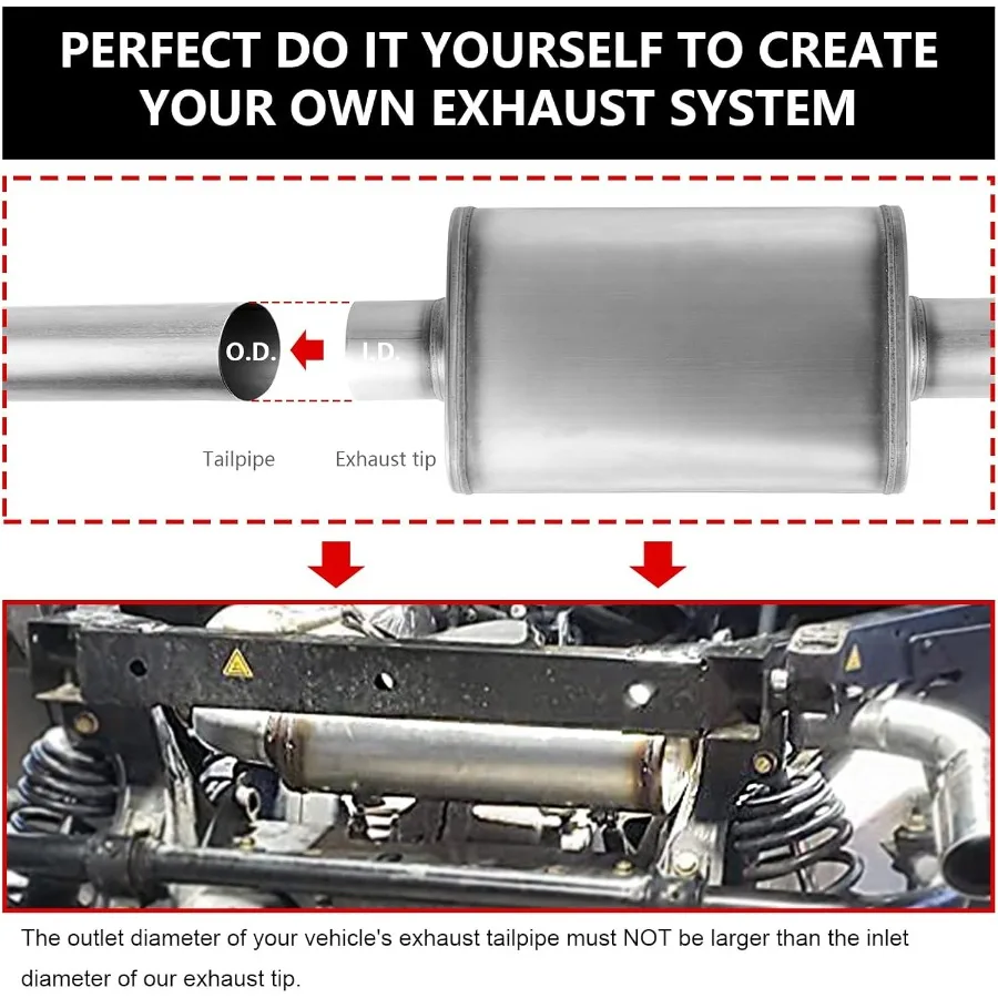 كاتم صوت عادم بمخرج مدخل 2.5 بوصة كاتم صوت مستقيم من خلال الأداء مع تصميم عالمي من الفولاذ المقاوم للصدأ لتحسين Ve